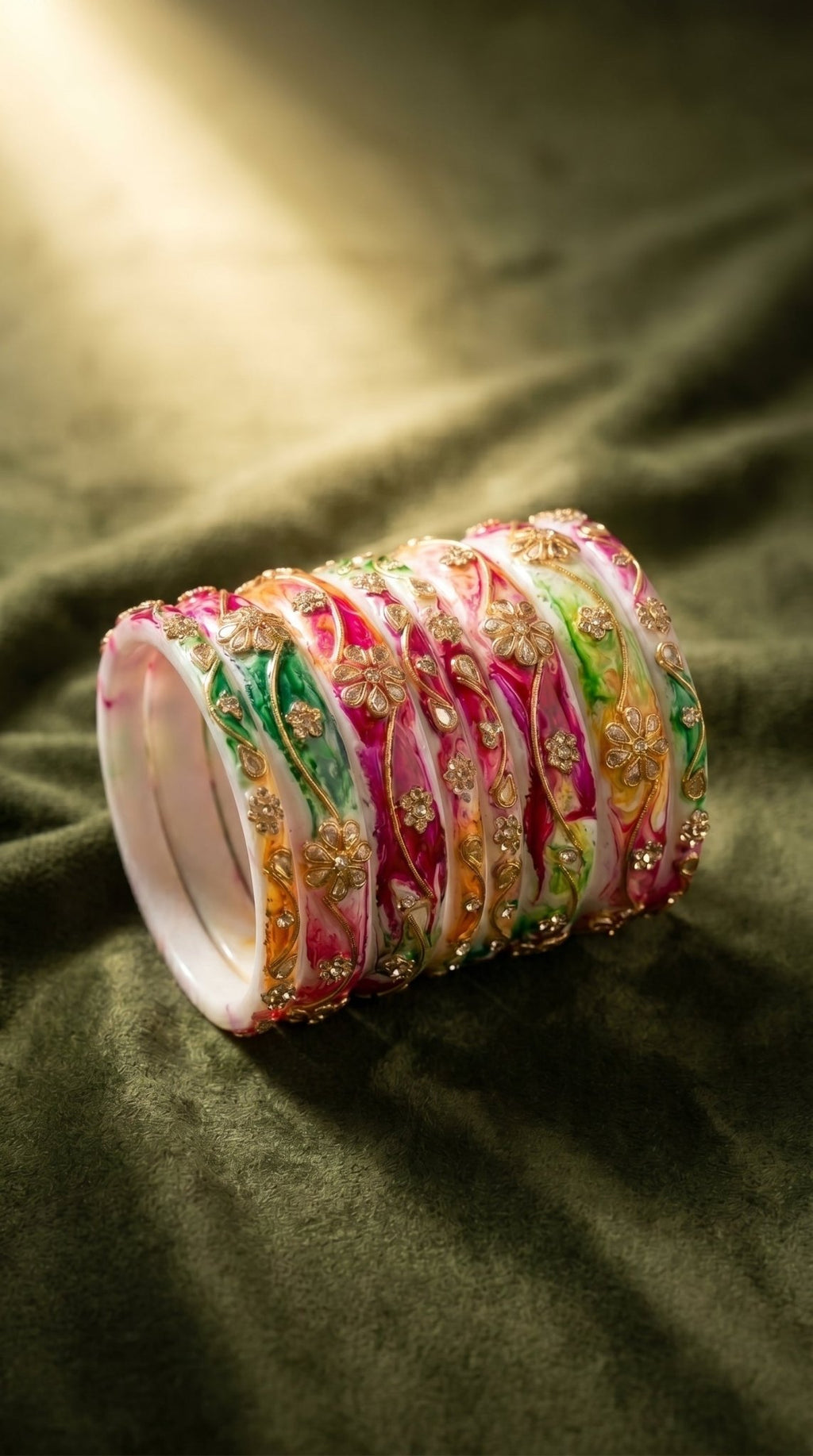 Timeless-Green Elegance – Exclusive Kada Set - AVARKA