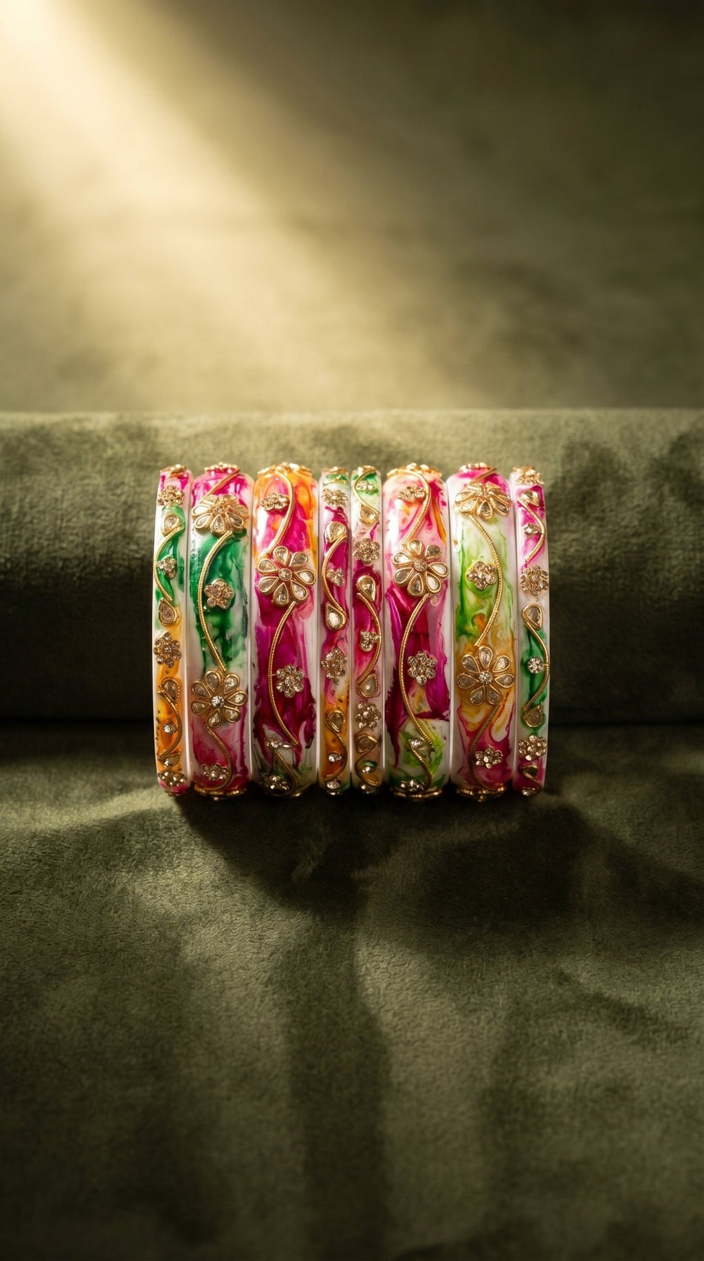 Timeless-Green Elegance – Exclusive Kada Set - AVARKA